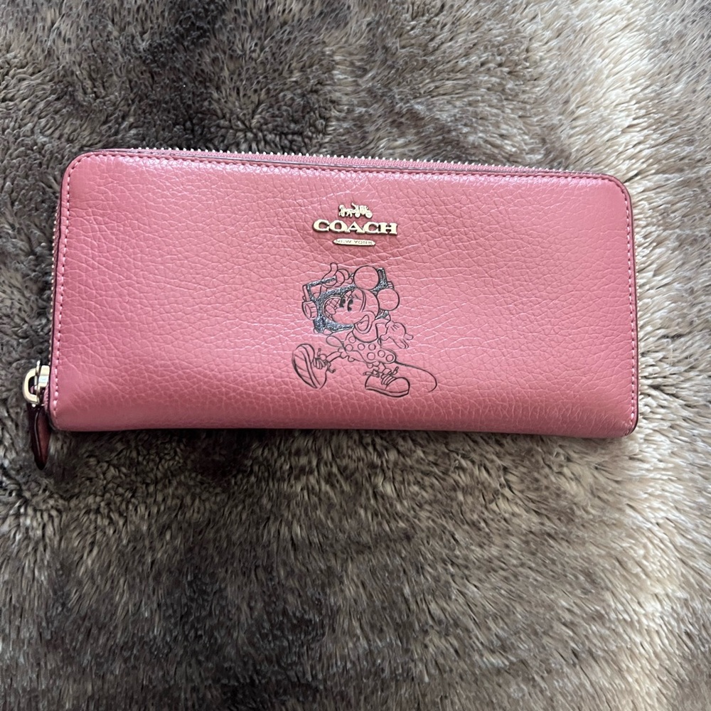 Limited Edition Coach Pink Leather Wallet with Mickey Mouse Motif